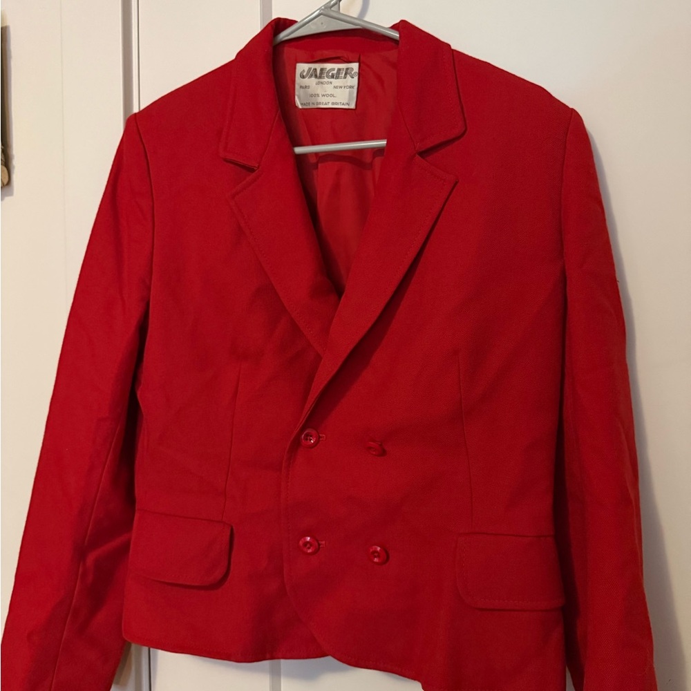 Jaeger Women's 100% Wool Red Blazer